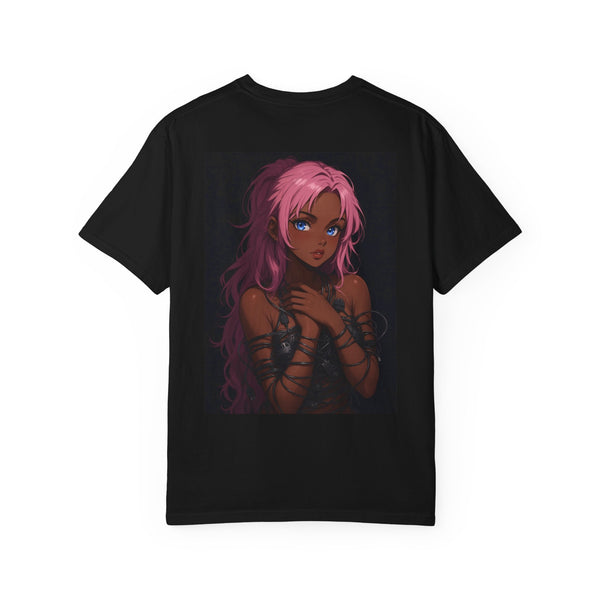 Anime Redhead Girl Graphic T-Shirt — 'GGG' Chest Logo & Back Illustration